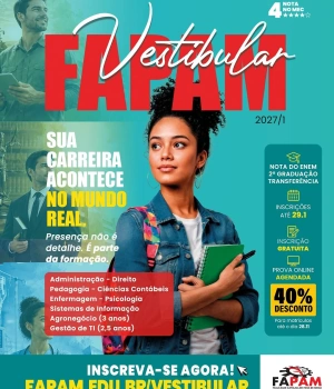 Sua carreira acontece no mundo real. E ela começa com escolhas que você faz agora. ✨  O Vestibular FAPAM 2027/1 está no ar! Aqui, a formação acontece presencialmente: nas conversas com professores, nas trocas com colegas e nas experiências de cada curso.  Qual caminho combina com você? Conheça as opções e faça sua inscrição gratuita em fapam.edu.br/vestibular.  #VestibularFAPAM #FAPAM #ParáDeMinas